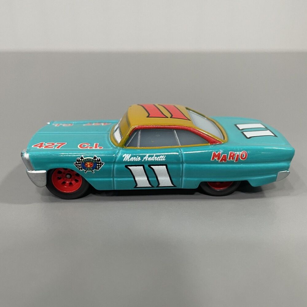 Disney Cars Mario Andretti #11 Blue Ford Fairlane Mattel Diecast Loose 1:55 - Picture 3 of 7